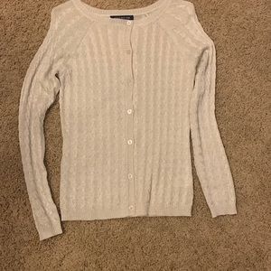 Jones New York Dressy Cardigan. Cream/Gold Tone   Petite